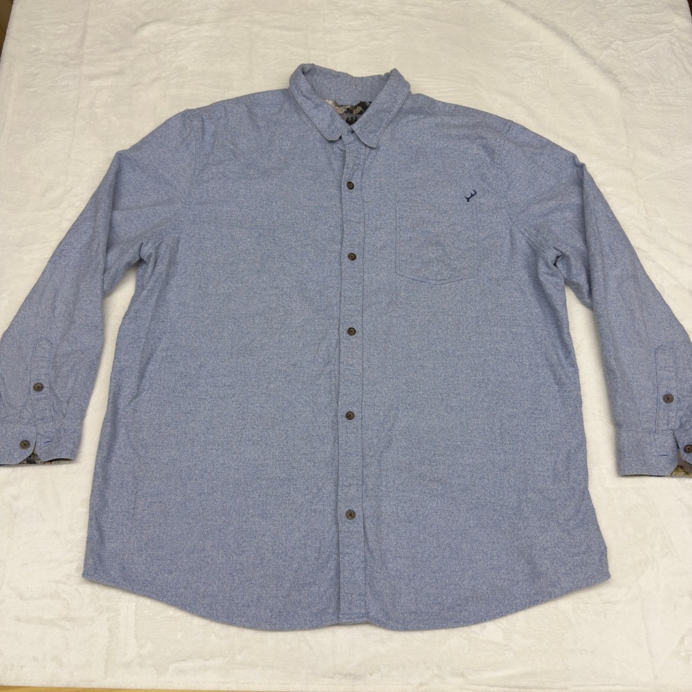 Pladra Flannel Shirt Mens 3XL Blue‎ Cotton Button Down Western Casual